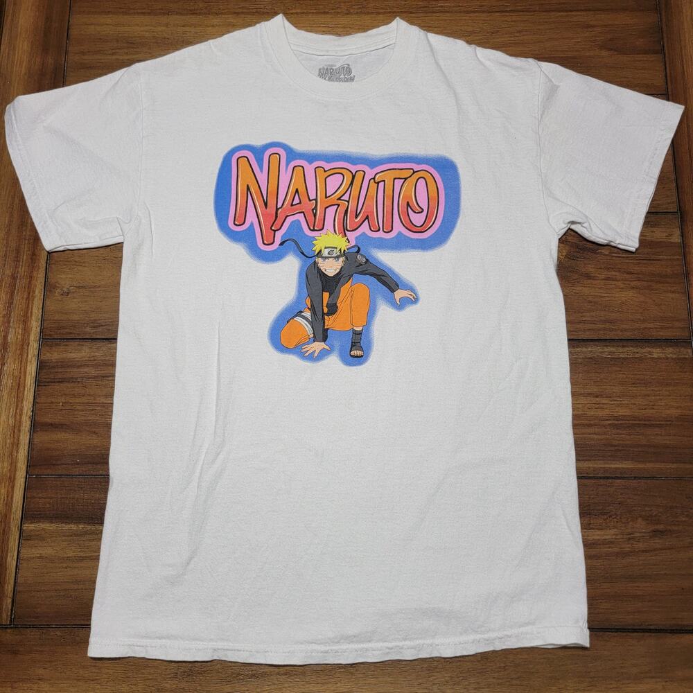 Ripple Junction x Naruto Shippuden White Unisex Tee Naruto Squat - Size Medium